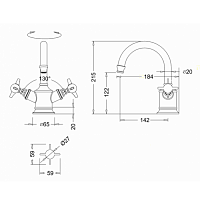 Burlington Arcade Смеситель для раковины на 1 отв, излив 12,2h см, без ручек, цвет: хром глянцевый ARC 2014 CHR