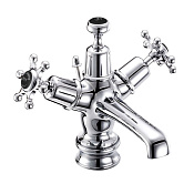 Burlington Birkenhead Смеситель для раковины на 1 отверстие, излив 4,5h см, цвет: хром/черный глянец BIR4-QT BLA