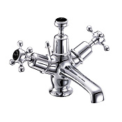 Burlington Claremont Смеситель для раковины на 1 отверстие, излив 4,5h см, цвет: хром/черный глянец CL4-QT BLA