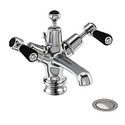 Burlington Kensington Смеситель для раковины на 1 отверстие, излив 4,5h см, цвет: хром/черный глянец KER4-QT BLA