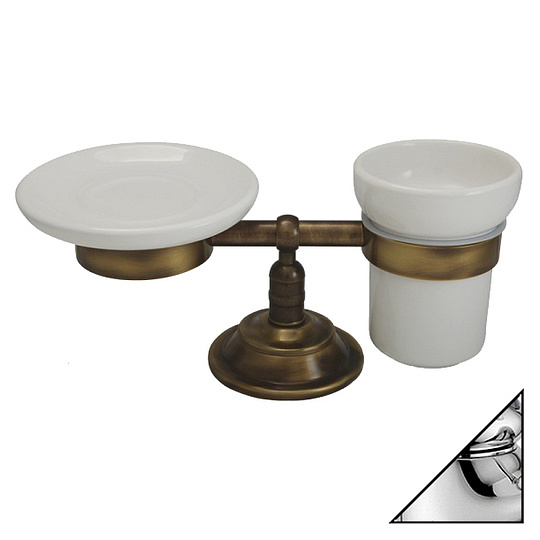 Migliore Mirella Мыльница и стакан с керамической чашей, настольная, цвет: хром 17245