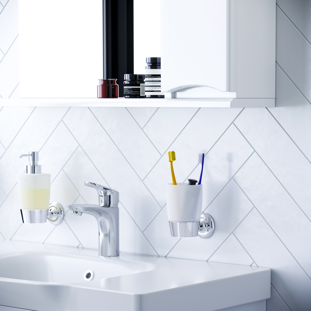 Am.Pm Like Стеклянный стакан с настенным держателем, цвет: хром A8034300