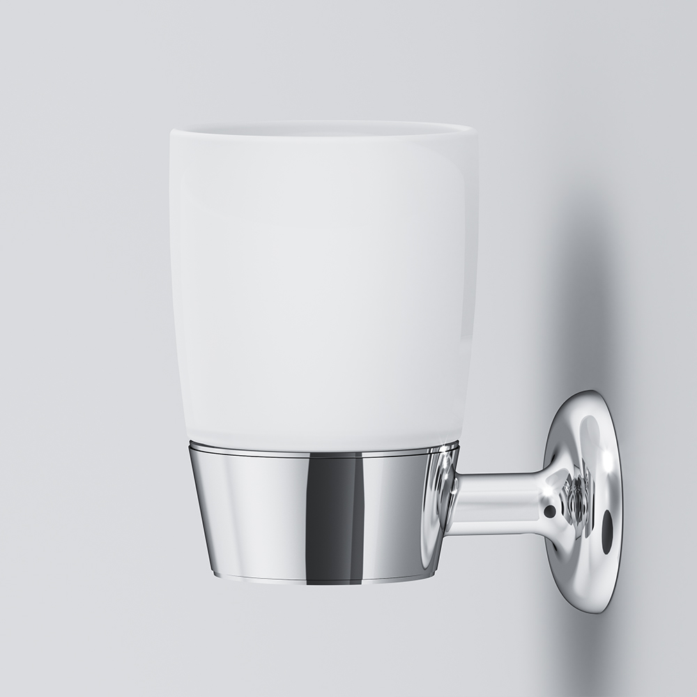 Am.Pm Like Стеклянный стакан с настенным держателем, цвет: хром A8034300