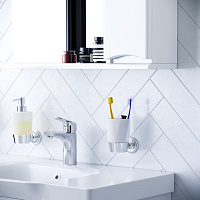 Am.Pm Like Стеклянный стакан с настенным держателем, цвет: хром A8034300