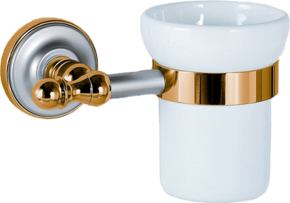Migliore Mirella Стакан для зубных щеток подвесной, керамический, цвет: золото/хром 17266