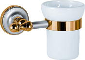 Migliore Mirella Стакан для зубных щеток подвесной, керамический, цвет: золото/хром 17266
