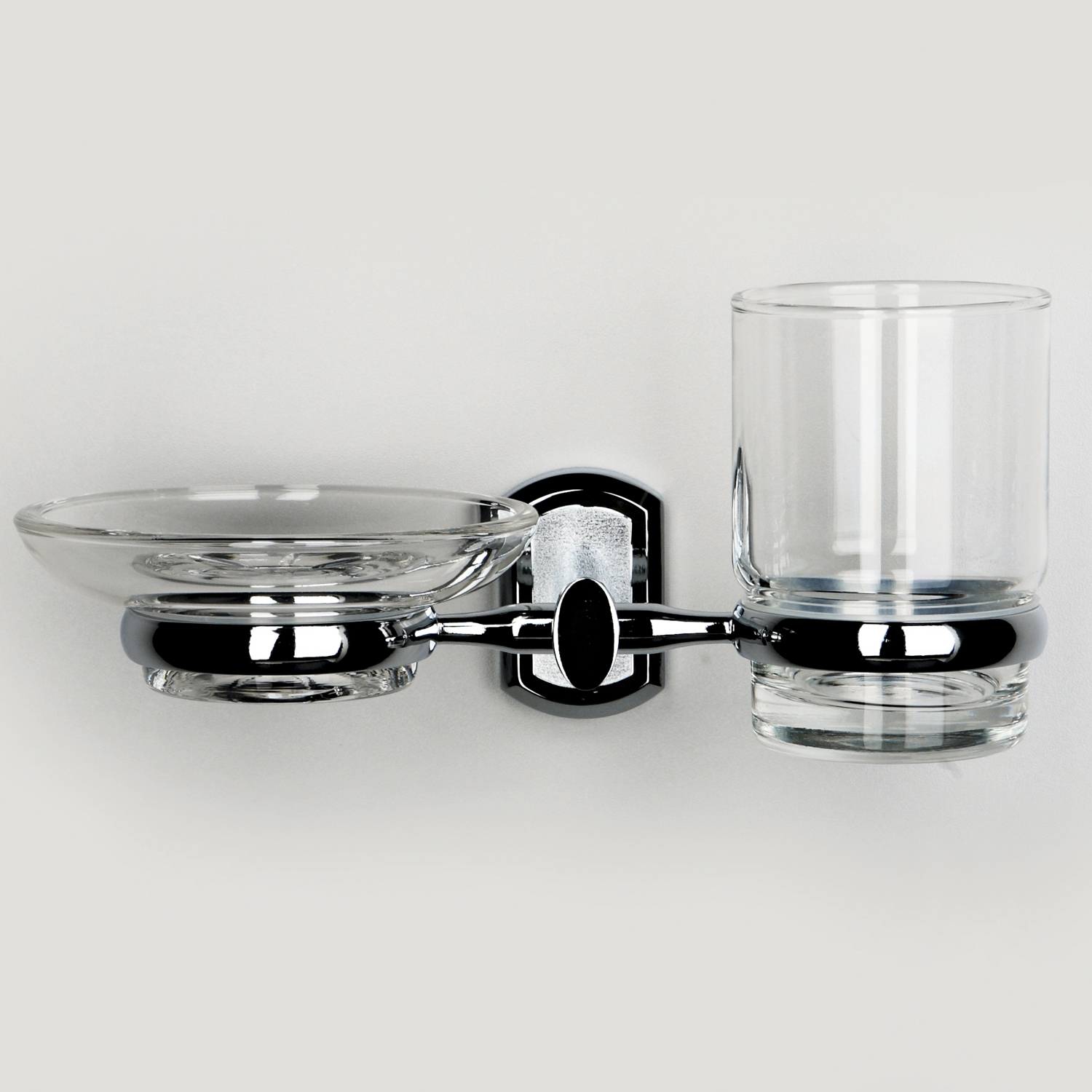 Wasserkraft Oder Стакан и мыльница с держателем, стеклянный прозрачный, цвет: хром K-3026