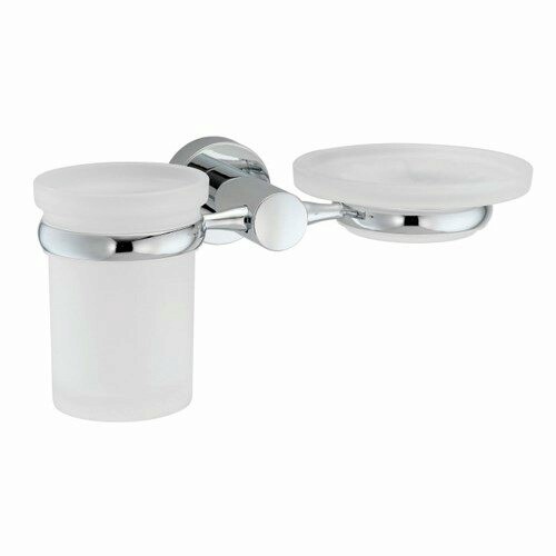 Wasserkraft Donau Стакан и мыльница с держателем, стеклянный матовый, цвет: хром K-9426