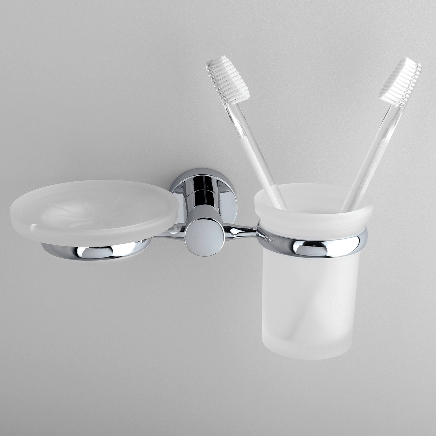 Wasserkraft Donau Стакан и мыльница с держателем, стеклянный матовый, цвет: хром K-9426