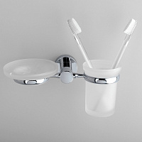 Wasserkraft Donau Стакан и мыльница с держателем, стеклянный матовый, цвет: хром K-9426