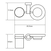 Wasserkraft Donau Стакан и мыльница с держателем, стеклянный матовый, цвет: хром K-9426