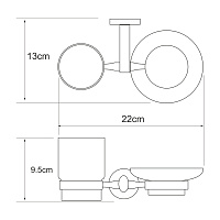 Wasserkraft Rhein Стакан и мыльница с держателем, стеклянный прозрачный, цвет: хром K-6226