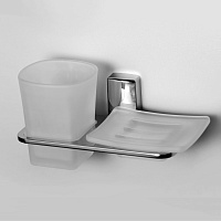Wasserkraft Leine Стакан и мыльница с держателем, стеклянный матовый, цвет: хром K-5026