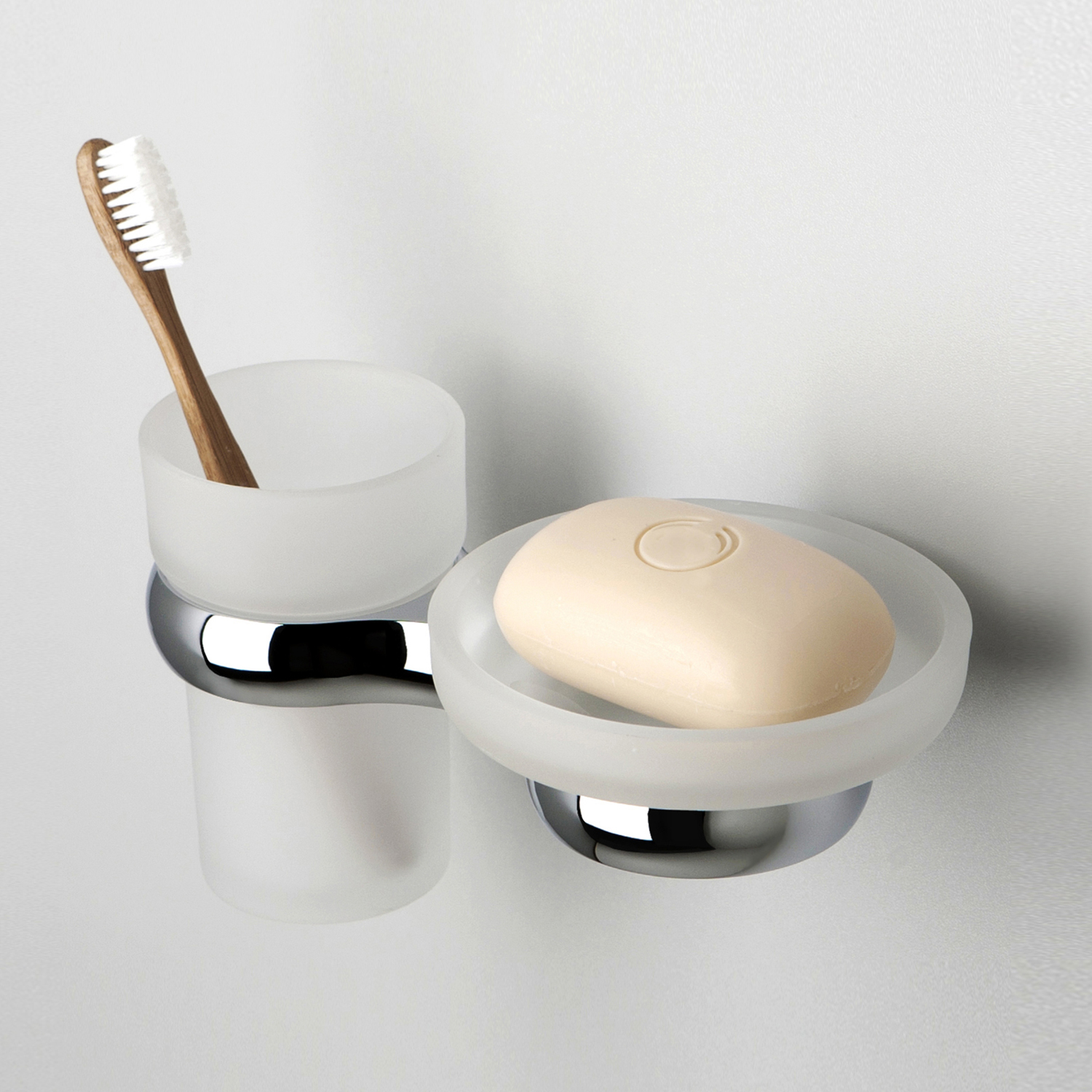 Wasserkraft Berkel Стакан и мыльница с держателем, стеклянный матовый, цвет: хром K-6826