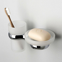 Wasserkraft Berkel Стакан и мыльница с держателем, стеклянный матовый, цвет: хром K-6826