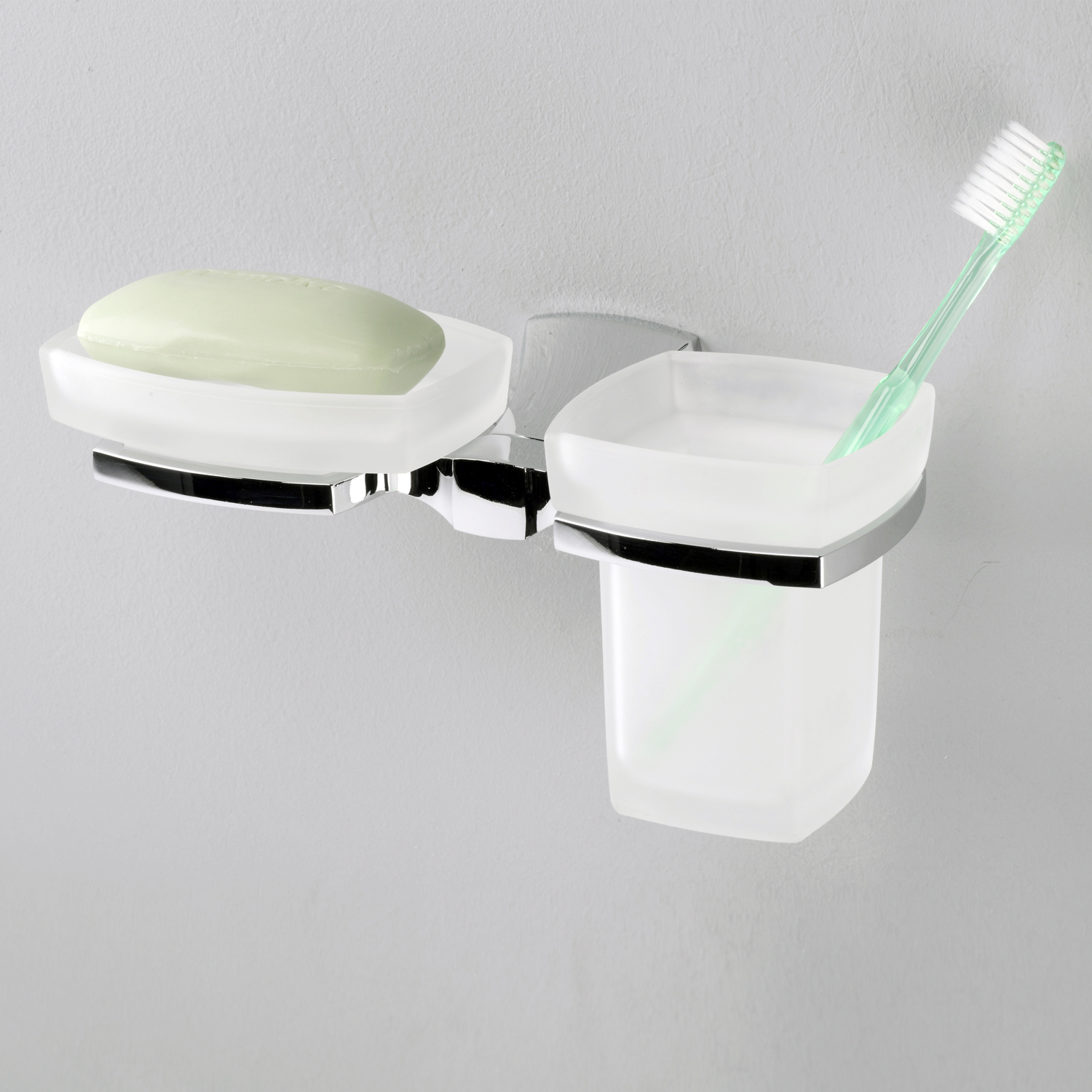 Wasserkraft Wern Стакан и мыльница с держателем, стеклянный матовый, цвет: хром K-2526