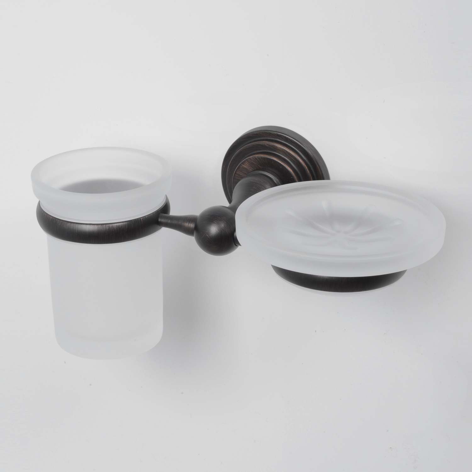 Wasserkraft Isar Стакан и мыльница с держателем подвесные, стеклянные матовые, цвет: темная бронза K-7326