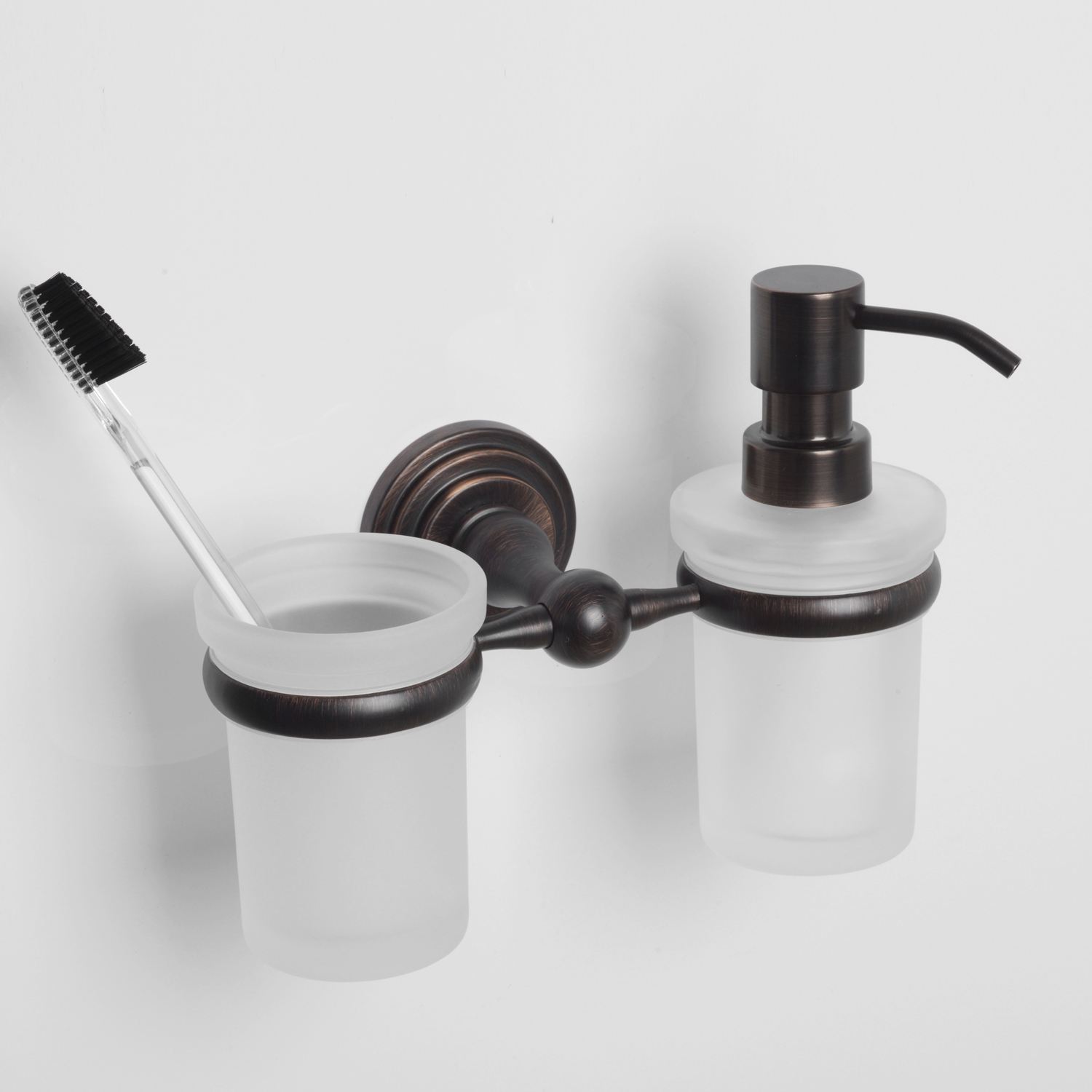 Wasserkraft Isar Стакан и дозатор с держателем подвесные, стеклянные матовые, цвет: темная бронза K-7389