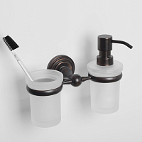 Wasserkraft Isar Стакан и дозатор с держателем подвесные, стеклянные матовые, цвет: темная бронза K-7389