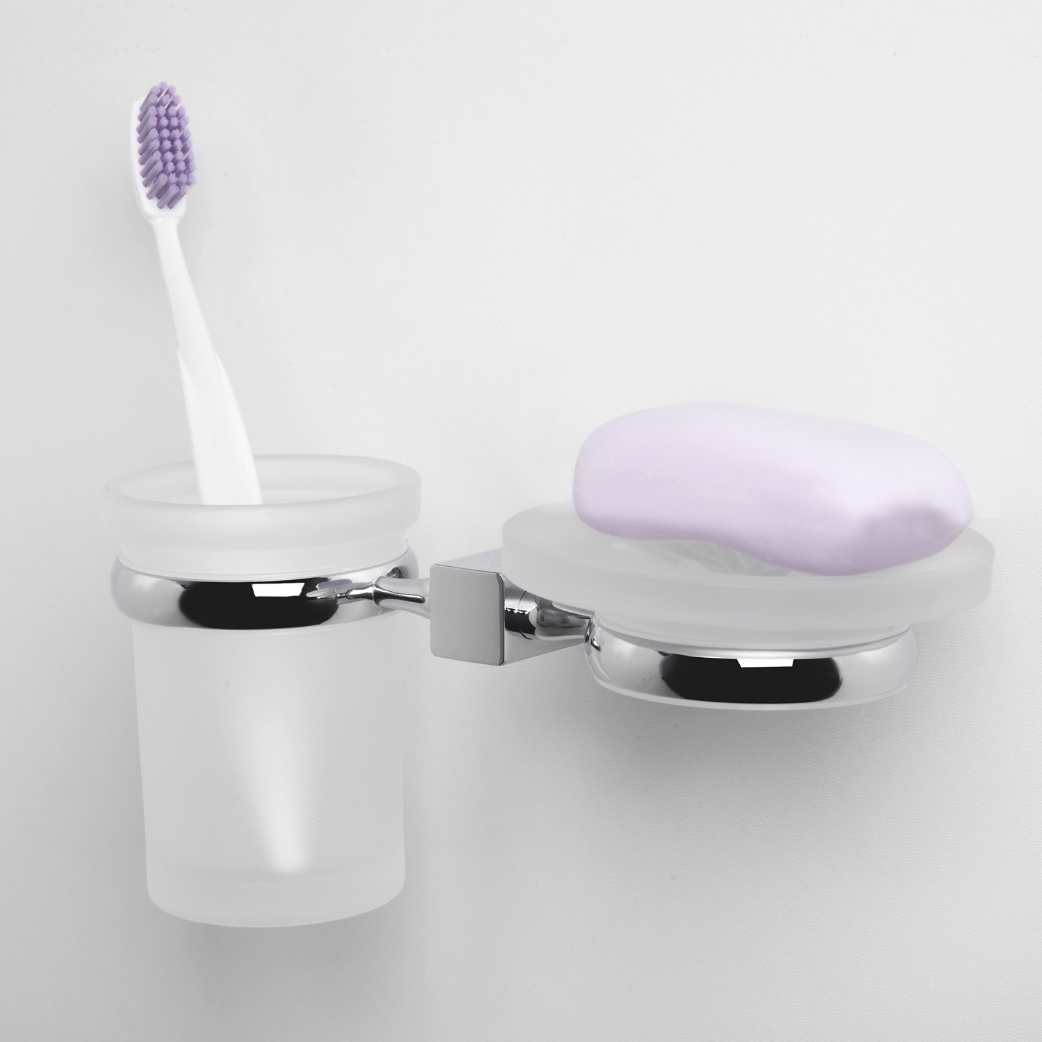 Wasserkraft Lippe Стакан и мыльница с держателем, стеклянный матовый, цвет: хром K-6526