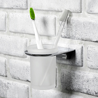 Wasserkraft Kammel Стакан для зубных щеток подвесной, стеклянный матовый, цвет: хром K-8328