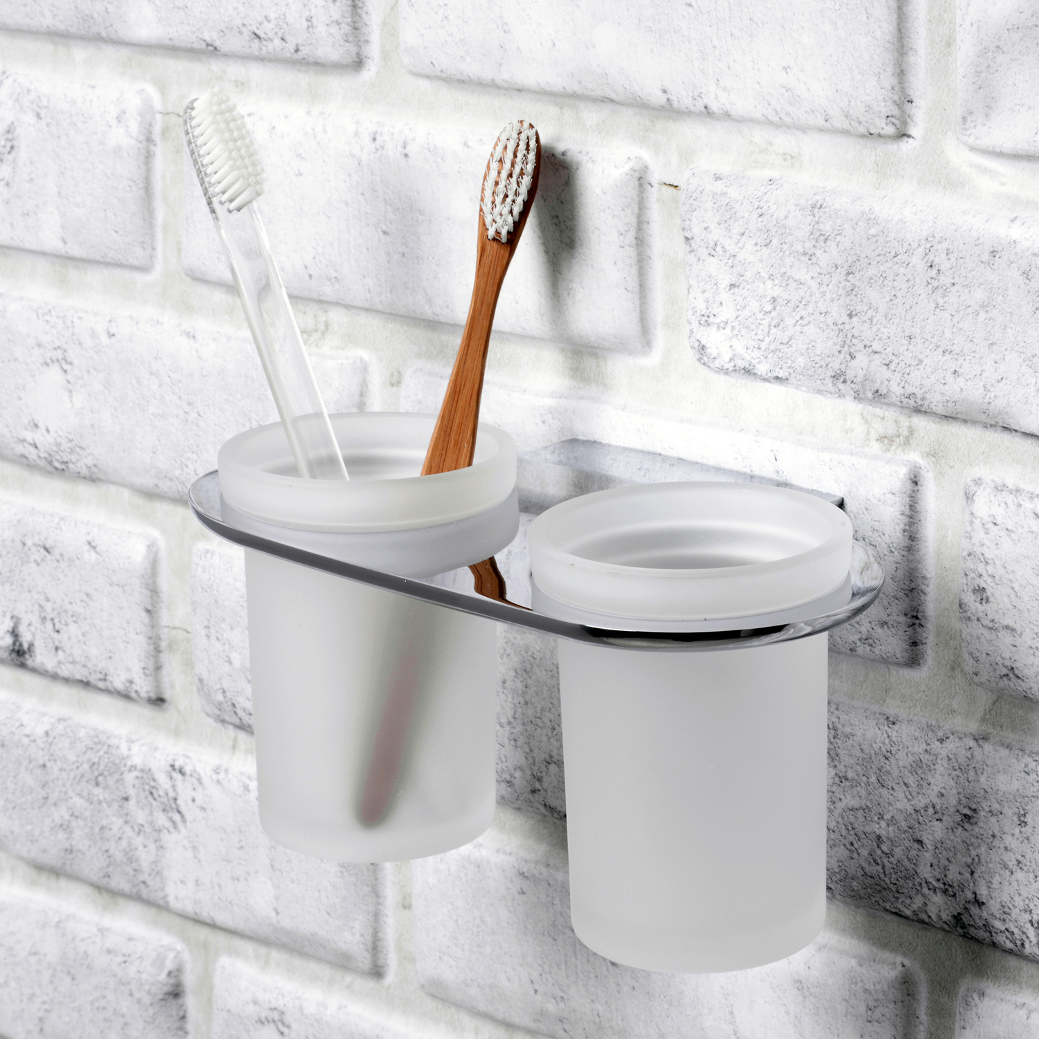 Wasserkraft Kammel Стаканы для зубных щеток подвесные, стеклянные матовые, цвет: хром K-8328D