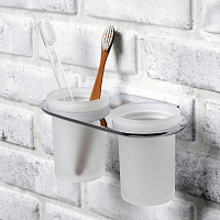 Wasserkraft Kammel Стаканы для зубных щеток подвесные, стеклянные матовые, цвет: хром K-8328D