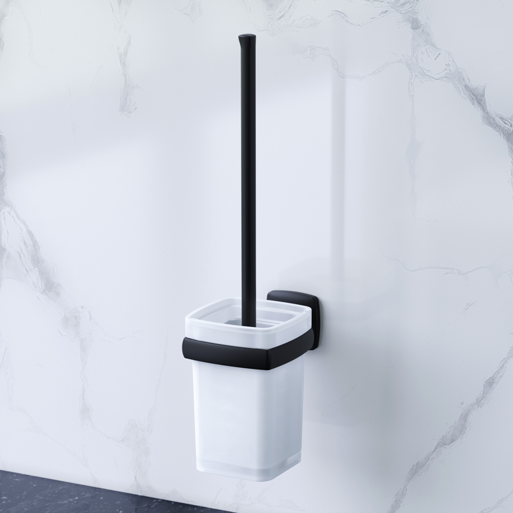 Am.Pm Gem Ершик для унитаза подвесной со стеклянной колбой, цвет: черный матовый A9033422