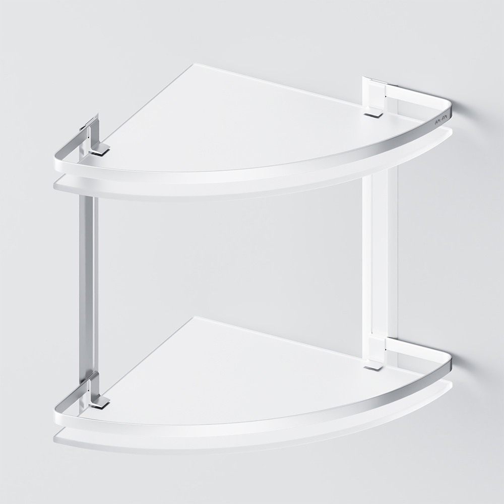 Am.Pm Sense L Полка подвесная 34 см, угловая двухъярусная, цвет: серебро матовое A7456200