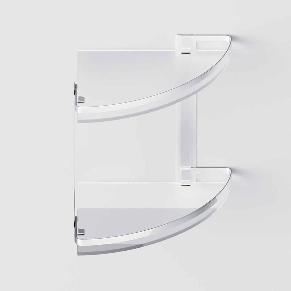 Am.Pm Sense L Полка подвесная 34 см, угловая двухъярусная, цвет: серебро матовое A7456200