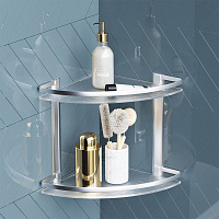 Am.Pm Sense L Полка подвесная 34 см, угловая двухъярусная, цвет: серебро матовое A7456200