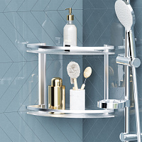 Am.Pm Sense L Полка подвесная 34 см, угловая двухъярусная, цвет: серебро матовое A7456200