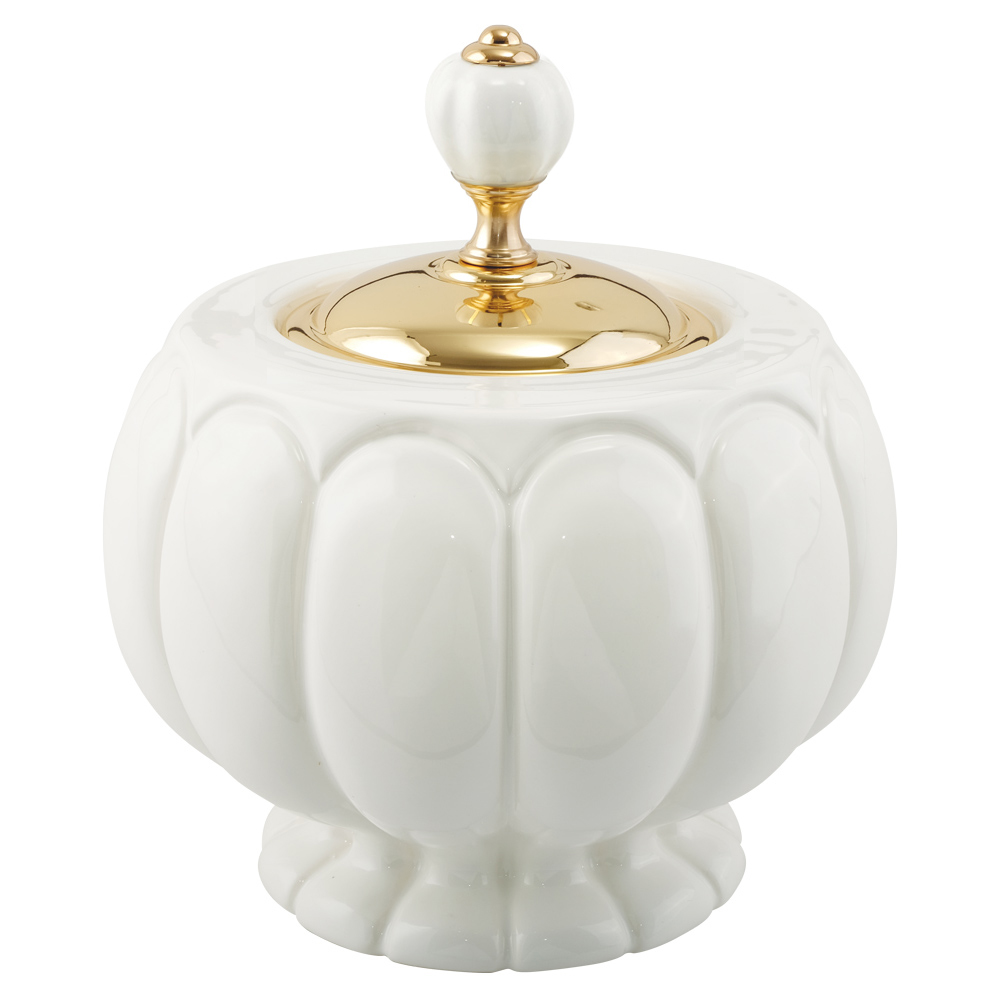 Migliore Olivia Баночка d16x12h, керамика, цвет: белый/золото 17449