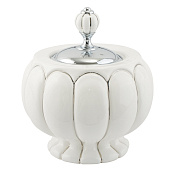 Migliore Olivia Баночка d16x12h, керамика с декором, цвет: белый/платина/хром 17542