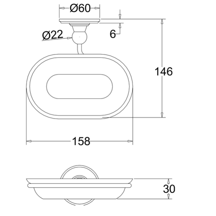 Burlington Arcade Мыльница с керамической чашей, подвесная, цвет: черный глянцевый BX24