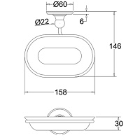 Burlington Arcade Мыльница с керамической чашей, подвесная, цвет: хром A1 CHR BLA