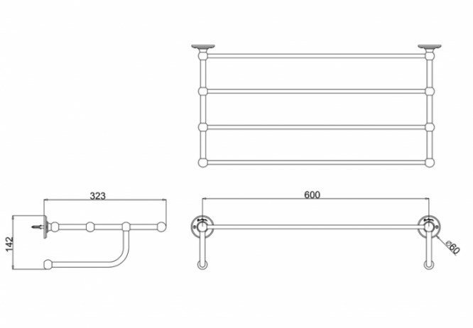Burlington Classic Полка для полотенец 60х32,3 см, подвесная, цвет: хром глянцевый A46 CHR