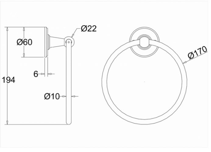 Burlington Classic Полотенцедержатель круглый d17 см, подвесной, цвет: хром глянцевый A3 CHR