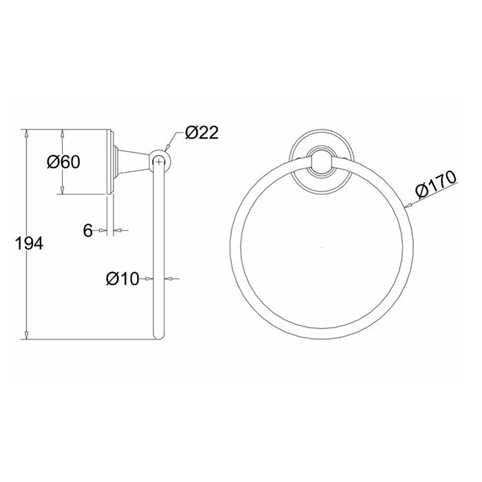 Burlington Gold Полотенцедержатель круглый d17 см, подвесной, цвет: золото глянцевое A3 GOLD