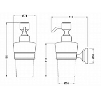 Burlington Savoy Дозатор жидкого мыла, подвесной, керамическая колба, цвет: хром глянцевый RA55