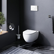 Am.Pm Awe Унитаз подвесной безободковый: инсталляция, унитаз, кнопка, сиденье, цвет: белый глянцевый IS49001.111700