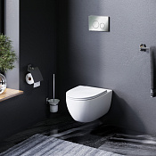 Am.Pm Awe Унитаз подвесной безободковый: инсталляция, унитаз, кнопка, сиденье, цвет: белый глянцевый IS49051.111700