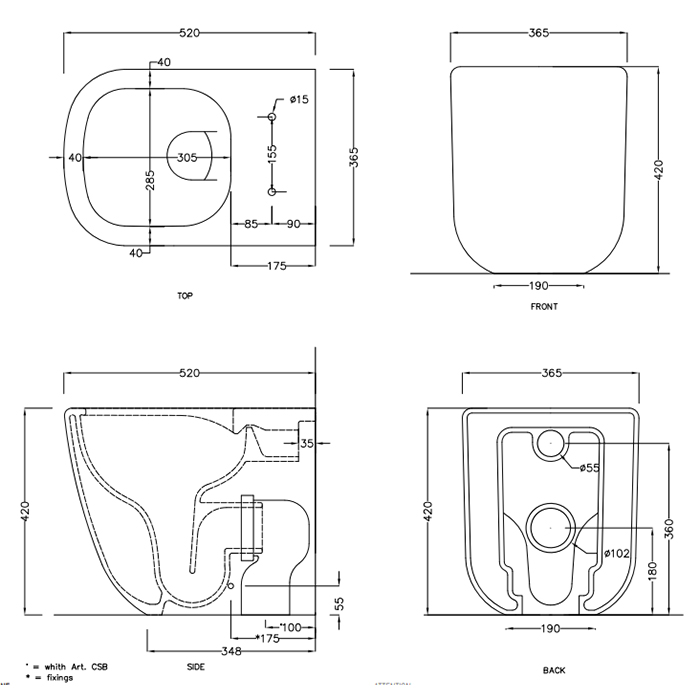 Cielo Era Унитаз напольный 36,5x52xh42 см, безободковый, цвет: белый ERVAK