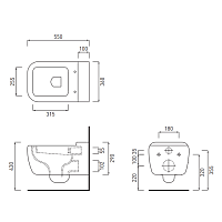 Cielo Shui Унитаз подвесной 36х55хh29 см, с креплениями, цвет: серый SHVSBBR