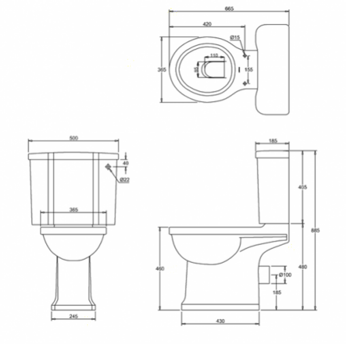 Burlington Arcade Чаша для унитаза моноблок, воронка-водоворот 36,5х68,5 см, цвет: белый глянцевый ARC3