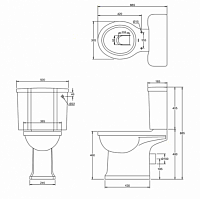 Burlington Arcade Чаша для унитаза моноблок, воронка-водоворот 36,5х68,5 см, цвет: белый глянцевый ARC3