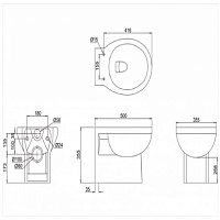 Burlington Classic Чаша для подвесного унитаза, воронка-водоворот 35,5х50 см, цвет: белый глянцевый P10