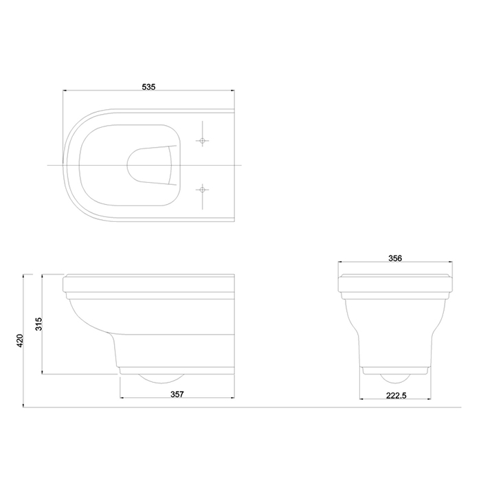 Burlington Riviera Унитаз подвесной 35,6х53,5 см, смыв воронка-водоворот, цвет: белый глянцевый RIV13