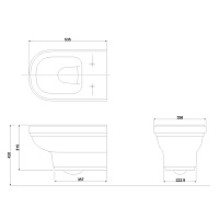Burlington Riviera Унитаз подвесной 35,6х53,5 см, смыв воронка-водоворот, цвет: белый глянцевый RIV13