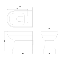 Burlington Riviera Чаша для пристенного унитаза, воронка-водоворот 35,6х53,5 см, цвет: белый глянец RIV12